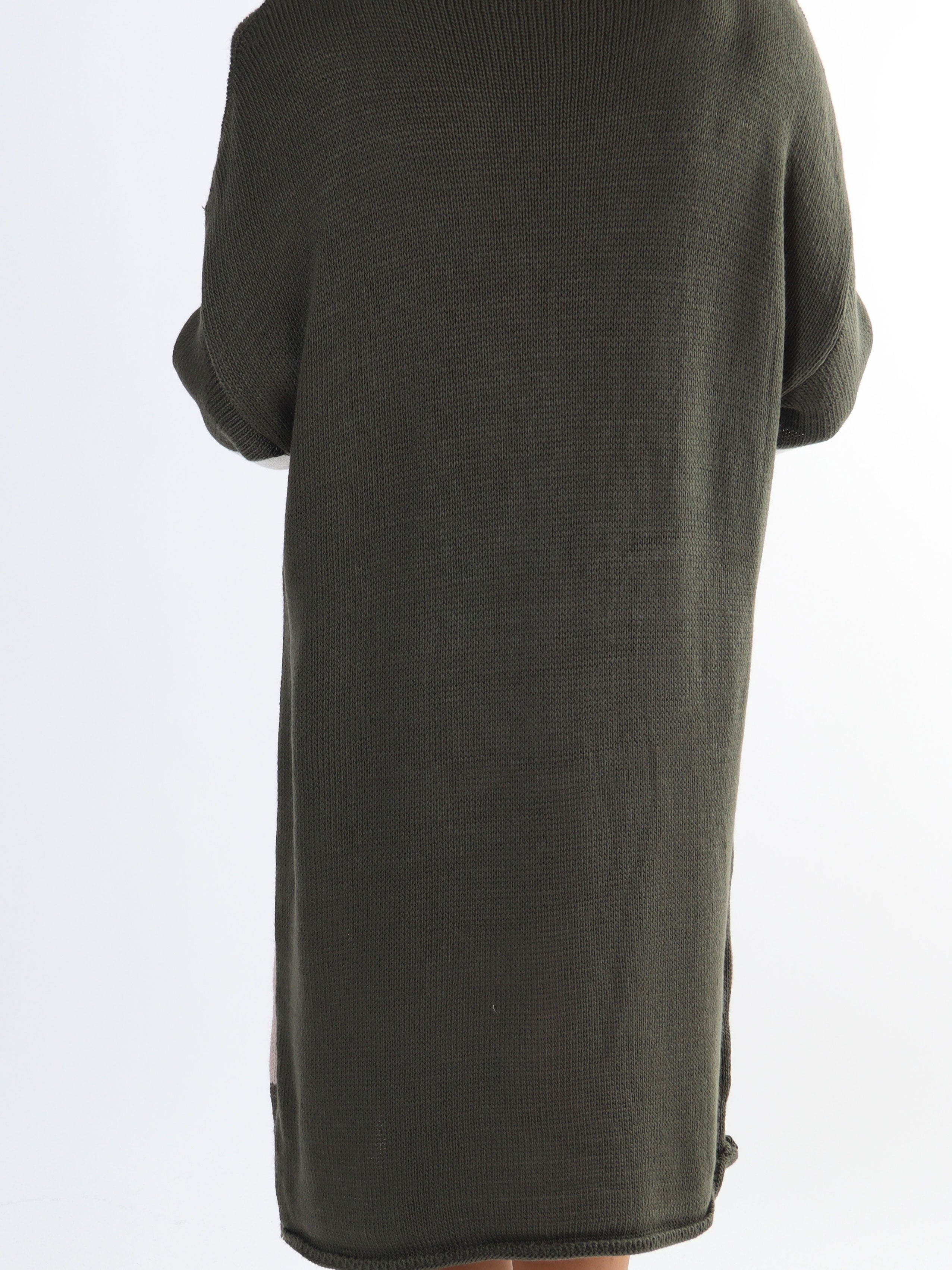 Love - Plus size strikkjole med brede striber og skrift